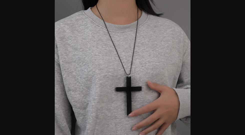 Wooden Gothic Cross Necklace